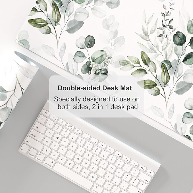 Colorful Star Large Mouse Pad, PU Leather Waterproof Desk Mat, Computer Gaming Mouse Pad, XXL Full Extended Mousepad Non Slip Desk Pad for School Office Home 31.5" x 15.7" - Soft Eucalyptus