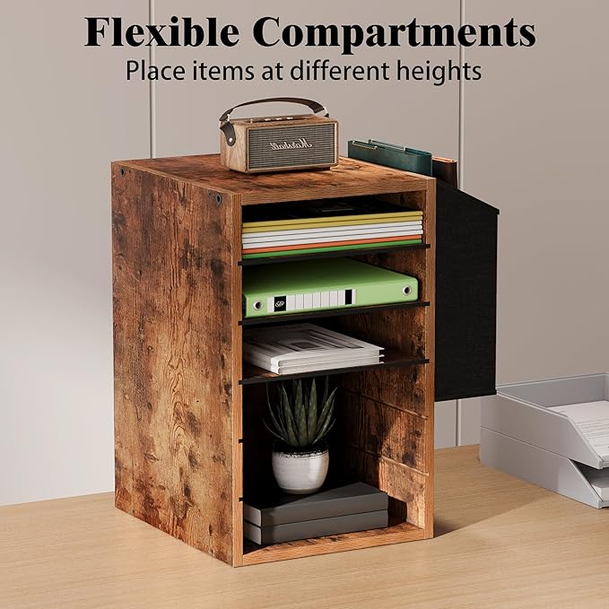 6 Tier Adjustable Countertop Mail Sorter, Mailboxes With Name Slots, Literature Organization Paper Storage Slot, Office Desk File Organizer, Wooden Desktop Mailbox for Classroom, Rustic Brown