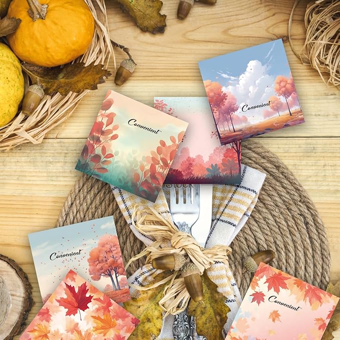 9 Pieces Pastel Color Sticky Notes - Autumn Design Note Pads - Self-Adhesive Memo Notes for School, Office, Home