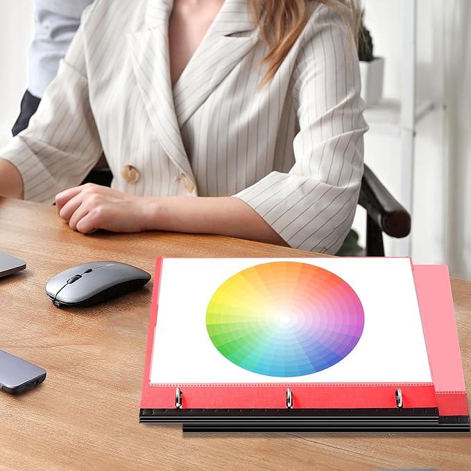 WOT I Telescoping Project Organizer, Refillable Binder with Dividers and Pockets, 13 Pocket Folders, 1 Inch 3 Ring Binder, Red