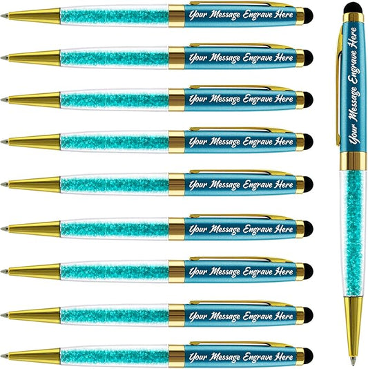 Ancolo Personalized Gift Pens - Ballpoint Pen with Stylus Tip Stylish Pens, Premium Crystal Diamond Pen, Engraved Your Logo or Slogan Perfect for Graduate Lawyer/Professor 10PCS/ Pack