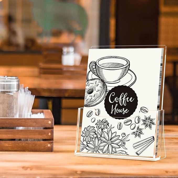 HIIMIEI Brochure Holder 8.5 x 11 inches, Acrylic Flyer Holder with 6 Pack, Plastic Stands for Displaying Magazines, Pamphlets, Literature, Brochures, Booklets, Menu