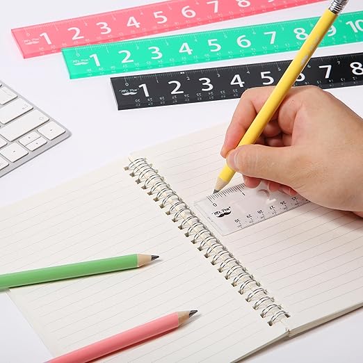 Mr. Pen- Plastic Rulers with Large Numbers, 12-Inch, 4 Pack, Metric & Imperial, Colorful Rulers for Kids, Ruler 12 Inch, Metric Ruler, mm Ruler, Rulers 12 Inch Ruler, Rulers for Kids