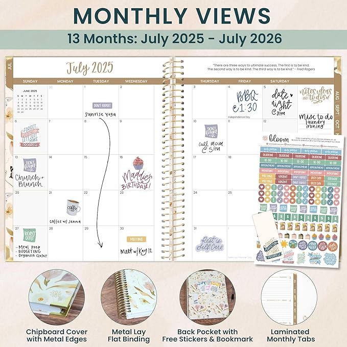 bloom daily planners HARDCOVER 2025-2026 (8.5" x 11") Academic Year Day Planner (July 2025 - July 2026) - Task Goal Organizer - Monthly & Weekly Inspirational Agenda Book - Butterfly Garden