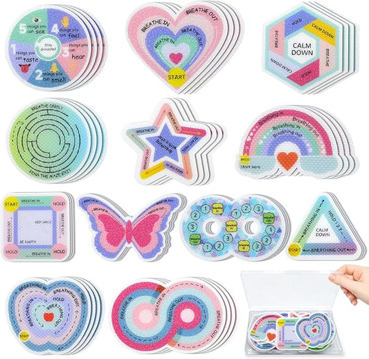 72 Pcs Sensory Strips Set – Anxiety Sticker Kit with Different Textures, 2 Textured Surface Tactile Stickers for Teens & Adults – Stress Relief Classroom Must Haves, Anxiety Relief Items