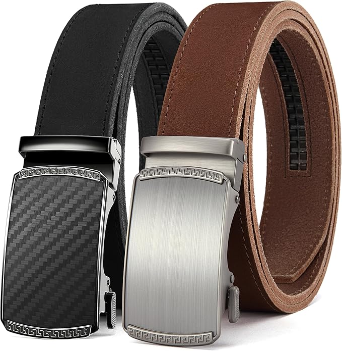 CHAOREN Leather Ratchet Belt Men 2 Pack - Customizable Fit, Effortless Style (35mm)