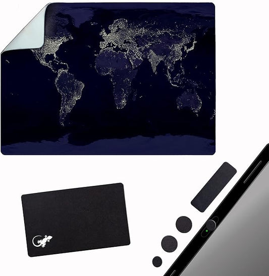 Adhesive Mouse Pad - Peel and Sticks to Any Surface - Travel Mouse Pad, Sticky for Any Surface - Excellent Tracking - Earth Night MAP