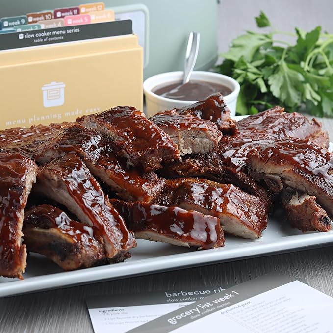 Meal Planner with 72 Photo Recipe Cards (Slow Cooker) - Weekly Menu Planner | Recipe Box | 12 Reusable Grocery Lists | 5 Blank Cards | Card Protectors | Easy Recipe Ideas with Pictures