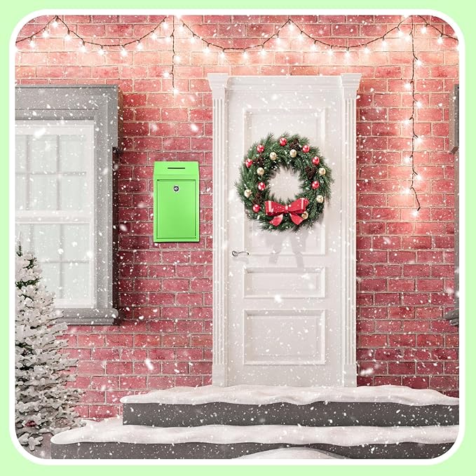 Metal Donation Cash Box Collection Safe Suggestion Box with Lock Wall Mounted Mailbox Delivery Ballot Container for Home Office Outdoor Door