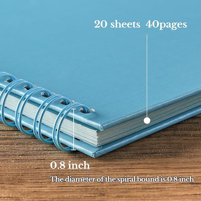 potricher 10 x 10 Inch DIY Scrapbook Album 40 Pages Hardcover Kraft Paper Scrap Book Photo Albums Memory Book for Wedding and Anniversary Family (Blue, 10 Inch)