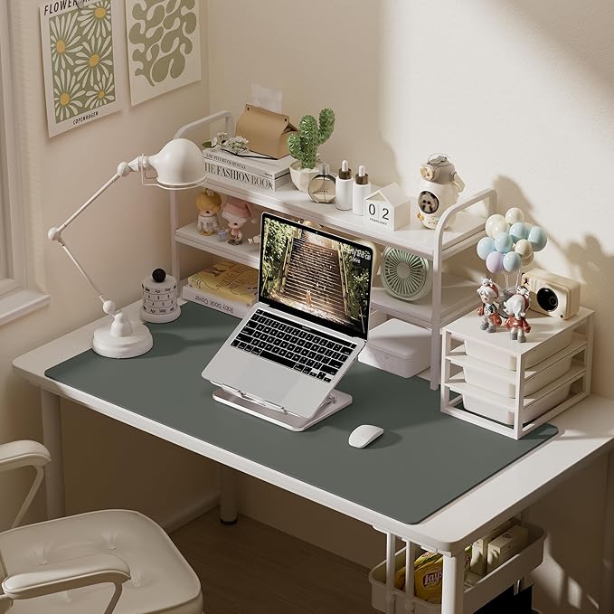 Aothia Faux Leather Desk Mat – Large Mouse Pad, Non-Slip PU Leather Blotter, Waterproof Writing Surface for Office and Home (Jungle Green, 47.2" x 23.6")