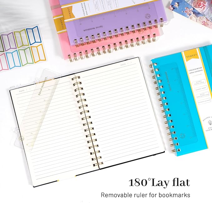 Yoment Lined Spiral Notebook Journal A5 Small Spiral Notebooks 5x7 160 Pages Thick College Ruled Paper Spiral Bound Journal Wire Bound Notebooks for Work Note Taking School, Black