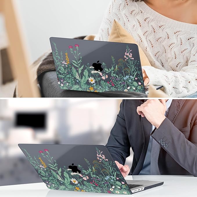 DONGKE Compatible with M4 MacBook Air 15 inch Case 2025 2024 2023 A3241 A3114 A2941 M3 M2 Liquid Retina Display Touch ID, Plastic Hard Case & Keyboard Skin & Screen Protector - Garden Florals
