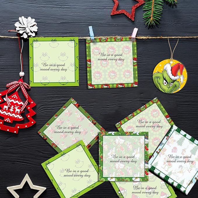 9 Pieces Christmas Sticky Notes Christmas Design Self-Adhesive Note Pads Winter Sticky Memo Notes for School Office Home Supplies Students Teachers Gift