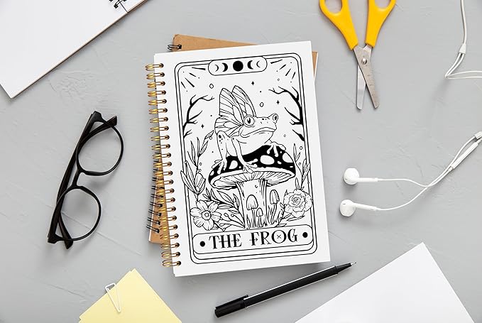 The Frog Tarot Journal Notebook - Frog Gifts for Women Frog Lovers, Witch Journal, Witchy Gifts for Women, Witchy Stuff, Frog Spiral Notebook 5.5x8.3