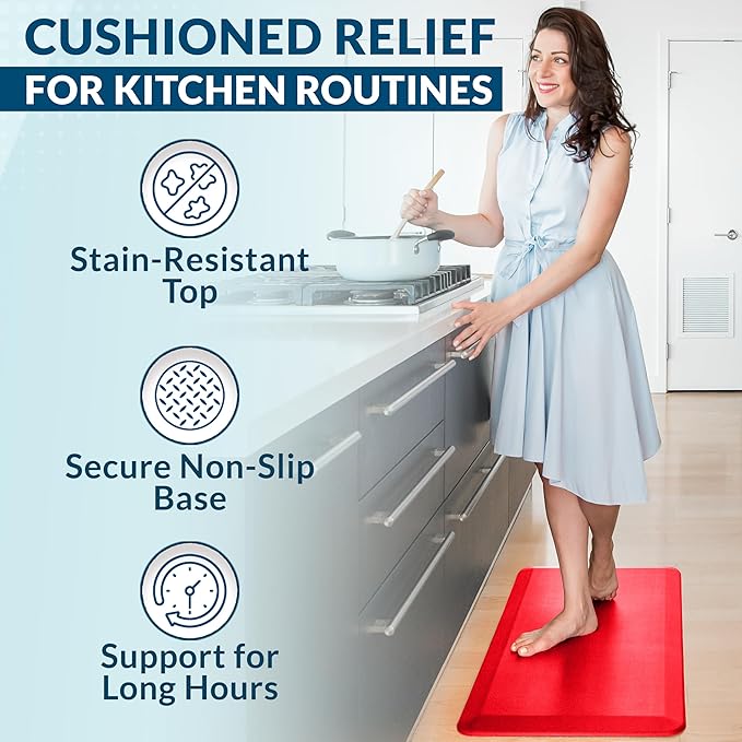 ComfiLife Anti Fatigue Floor Mat – 3/4 Inch Thick Kitchen Mats for Floor, Standing Desk Mat, Kitchen Rug – Comfort at Home, Office – Durable – Stain Resistant – Non-Slip (20" x 39", Scarlet Orange)