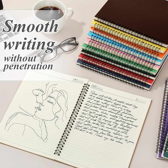 Leelosp 12 Pack B5 Spiral Notebook 10.2 x 7.3 Inch Lined College Ruled Spiral Journal Wire Bound Notebook Kraft Cover, 120 Pages for Work Students Office Business(Multicolored)