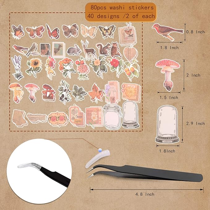 200Pcs Vintage Scrapbook Stickers, Aesthetic Junk Journal Stamping Supplies Kit, Scrapbooking Ephemera Washi Paper for Bullet Journaling Planners Diary Collage