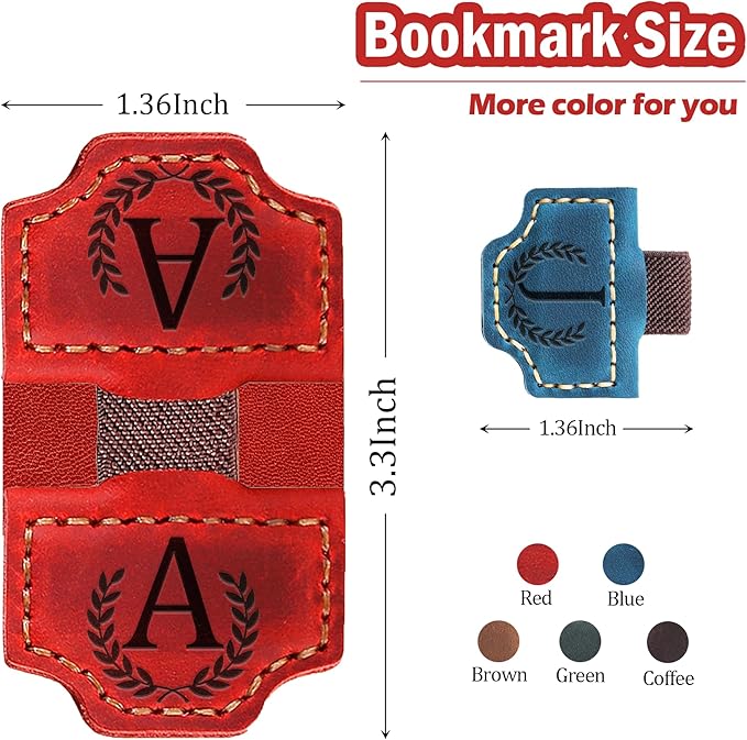 Personalized Bygone Mark Bookmark with Pen Holder, Leather Magnetic Bookmark 26 Letters Name Initial Bookmarks for Readers, Book Lover Gifts for Women Men Notebook Accessories (Coffee, A)