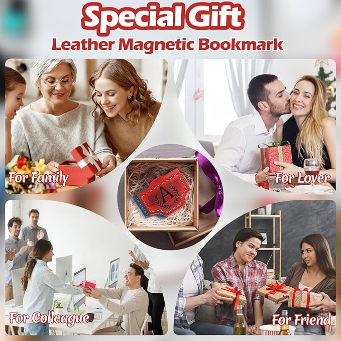 Personalized Bygone Mark Bookmark with Pen Holder, Leather Magnetic Bookmark 26 Letters Name Initial Bookmarks for Readers, Book Lover Gifts for Women Men Notebook Accessories (Red, Z)