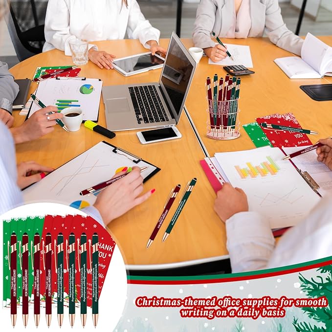 CZWZ 30 Pack Christmas Employee Appreciation Gifts Set, Thank You Pens with Appreciation Cards, Inspirational Ballpoint Pens for Staff Recognition Coworkers Teachers Christmas Thank You Gifts