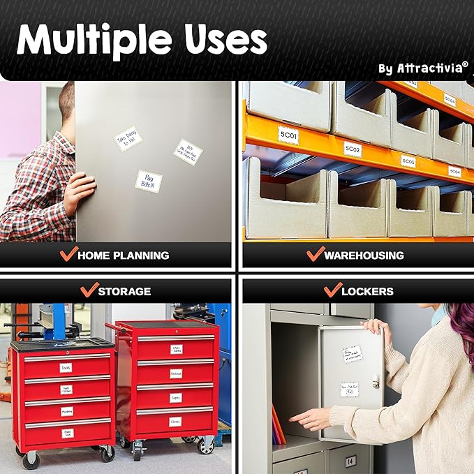 Dry Erase Magnetic Labels 2.8 x 1.8 in, Pattern Borders, Small Dry Erase Magnets, 40-Pack, Colored Erasable Write-On All-Purpose Labels, for Office, Education, Home, Whiteboard