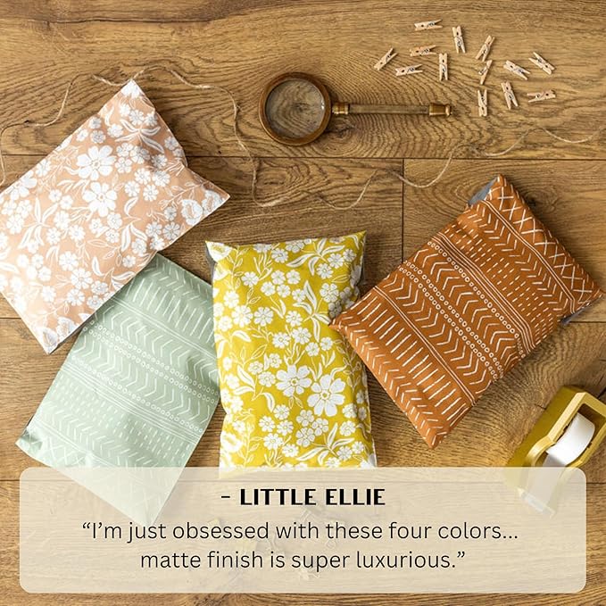 Poly Mailers 10x13 Inch 100 Pack Medium Shipping Bags Strong Thick Mailing Envelopes | Self Sealing Adhesive | Waterproof & Tear Proof | Small Business Packaging for Clothing - Floral Mustard Yellow