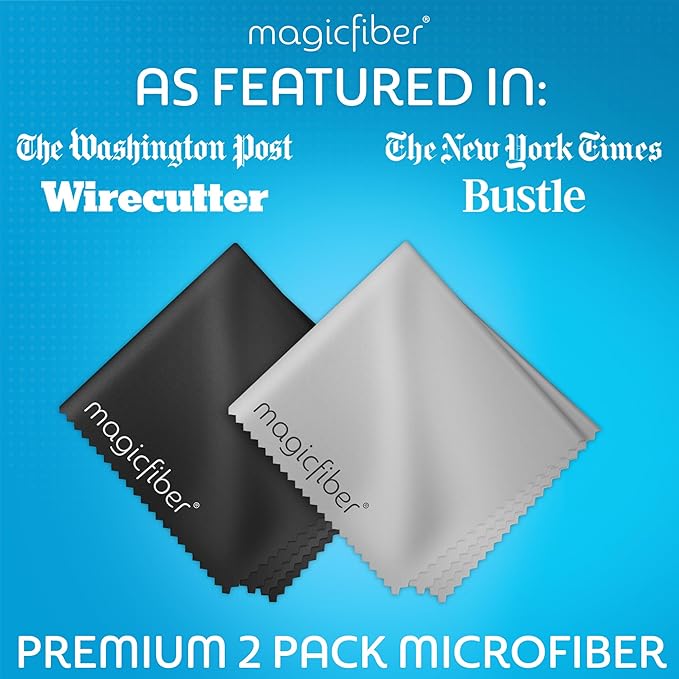MagicFiber Microfiber Cleaning Cloths, 2 Pack - Premium Cloth for Glasses, Lens, Screens & More