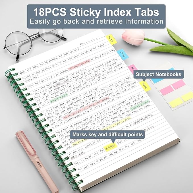 AHGXG Spiral Notebook College Ruled - Large Spiral Journal Notebook B5 7.48" × 10.15", 300 Pages, 100GSM Thick Paper, Plastic Hardcover, for Work Office School Writing Notes, Sage Green