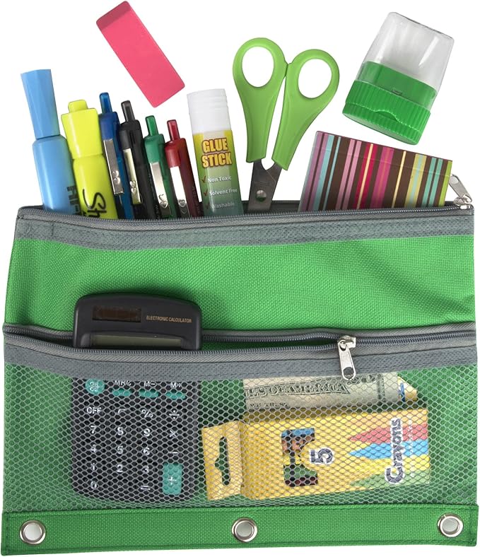 Pencil Case Pouch Bulk 100 Pack of School, Classroom, Teacher, Office Supplies | Pencil Bag Pouch for 3 Ring Binder with Mesh Pocket Window and Zipper | Binder Pencil Pouches for School, Office Budget