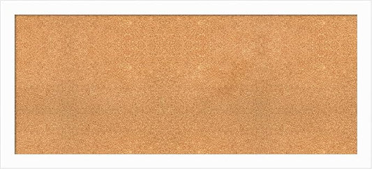 Amanti Art Natural Cork Board for Wall, 23x51 Vision Board with White Frame, Oversize Corkboard Office Decor for Home Organization, Casual Corkboard Pinboard to Display Items for Home Organization in