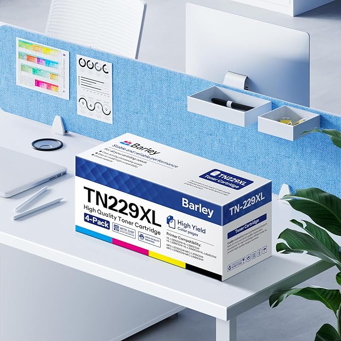 TN229XL TN229 Toner Cartridges 4 Pack High Yield Compatible TN229XL TN229 Replacement for Brother TN229XL TN-229XL TN229 XL HL-L3220CDW MFC-L3765CDW MFC-L3780CDW Printer.