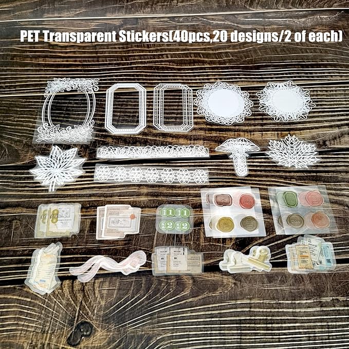 260PCS Vintage Journaling Scrapbooking Supplies Scrapbook Sticker Paper Ephemera Pack for Bullet Junk Journal Planners Collage Craft Notebooks Album (Pen Ink and Letter)