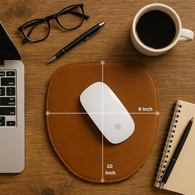 Leather Mouse Pad - Valentines Gift Computer Mouse Mat with Anti-Slip Base & Stitched Edges - Ideal Gaming Pad for Apple & PC Mouse - Desk Pad for Laptop, Office and Home