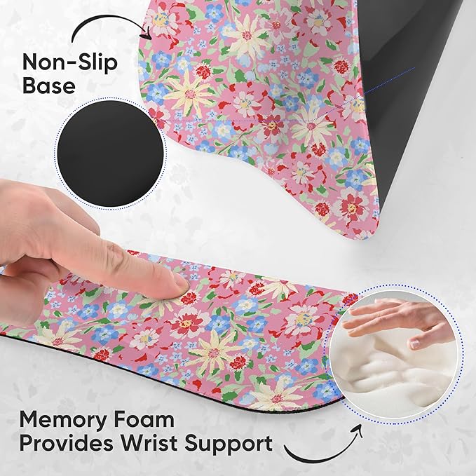 Keyboard Wrist Rest Pad and Mouse Wrist Rest Support Gaming Mouse Pad Ergonomic Gel Memory Foam Set for Computer, Laptop, Office, Pain Relief, Comfortably Typing (KM-42)