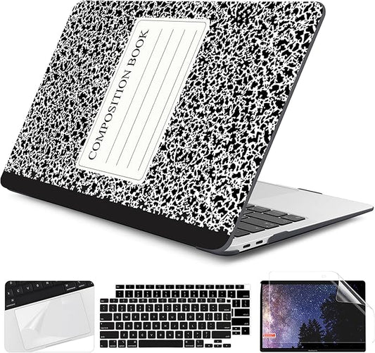 DONGKE Compatible with MacBook Air 13 inch Case 2021 2020 2019 2018 Release A2337 M1 A2179 A1932 with Retina Display & Touch ID, Plastic Hard Shell & Keyboard Cover - Composition Book