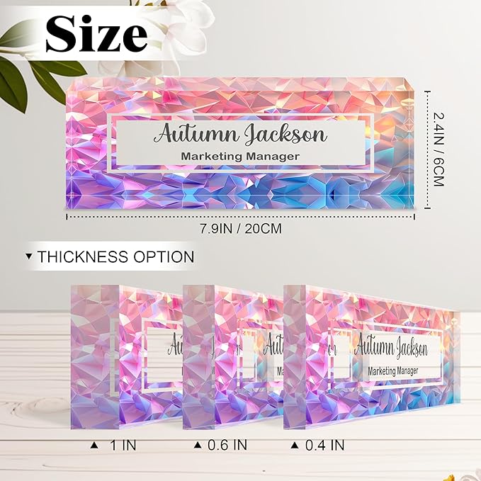 Ship Next Day-Custom Name Plate for Desk, Desk Name Plate Personalized, Acrylic Office Desk Accessories, Appreciation Gifts for Coworkers Employee Teachers Boss Women Men (Polygon Gradient)