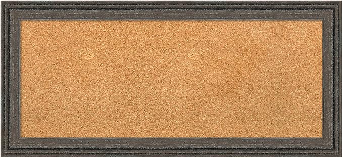 Amanti Art Natural Cork Board for Wall, 15x33 Vision Board with Brown Wood Frame, Medium Corkboard Office Decor for Home Organization, Rustic Farmhouse Corkboard Pinboard to display items for home