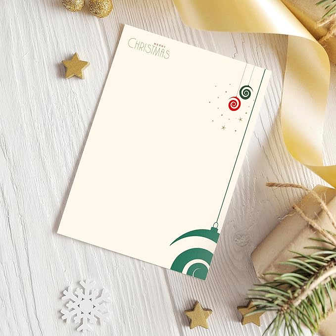 easykart labels Christmas Stationery Paper Letterhead Sheets 60 Pack Holiday Xmas Theme Design For Writing Letters Computer Office Notes & Printing Supplies Size 8.5" X 11"