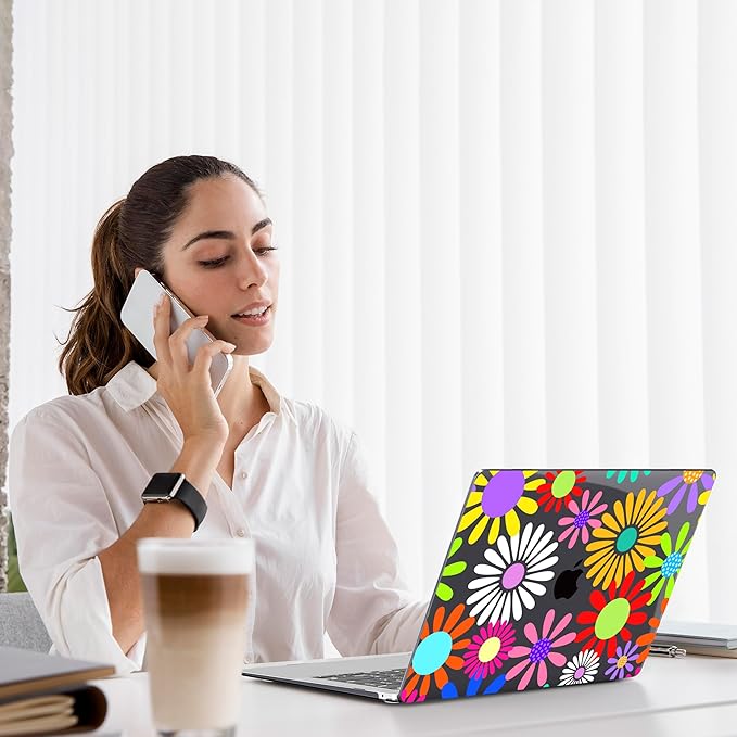 Teryeefi for MacBook Pro 13 inch Case 2025 2024 2022 2021 2019 2018 2017 2016 Release fits Model A2338 M2 M1/A2289/A2251/A2159/A1989/A1706, Design Hard Shell with Keyboard Cover, Abstract Flowers A001