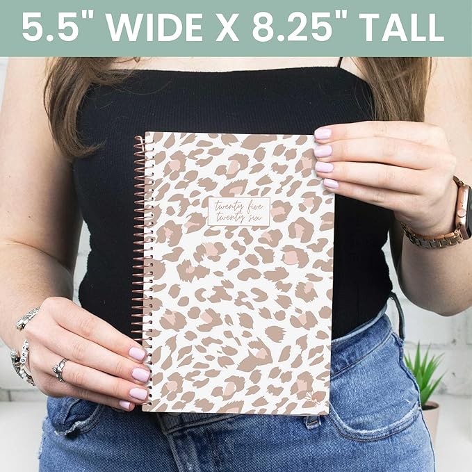 bloom daily planners 2025-2026 Academic Year Daily Planner (July 2025 - July 2026) - A5 Weekly & Monthly Calendar Agenda Organizer Book with Stickers - 5.5" x 8.25" - Tan Leopard