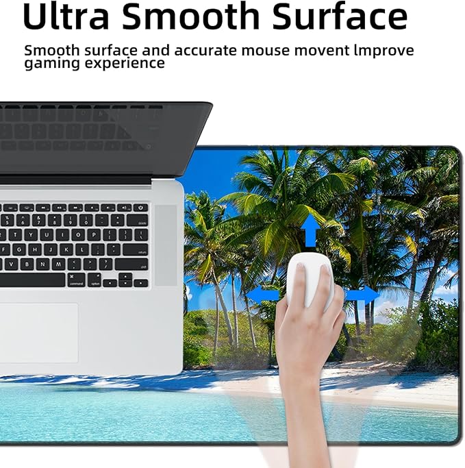 Galdas Gaming Mouse Pad XXL XL Large Long Extended Big Mousepad Non-Slip Rubber Keyboard Mouse Pad with Stitched Edges for Laptop Home Office (31.5x11.8x0.08 Inch) … (Beach 2025)