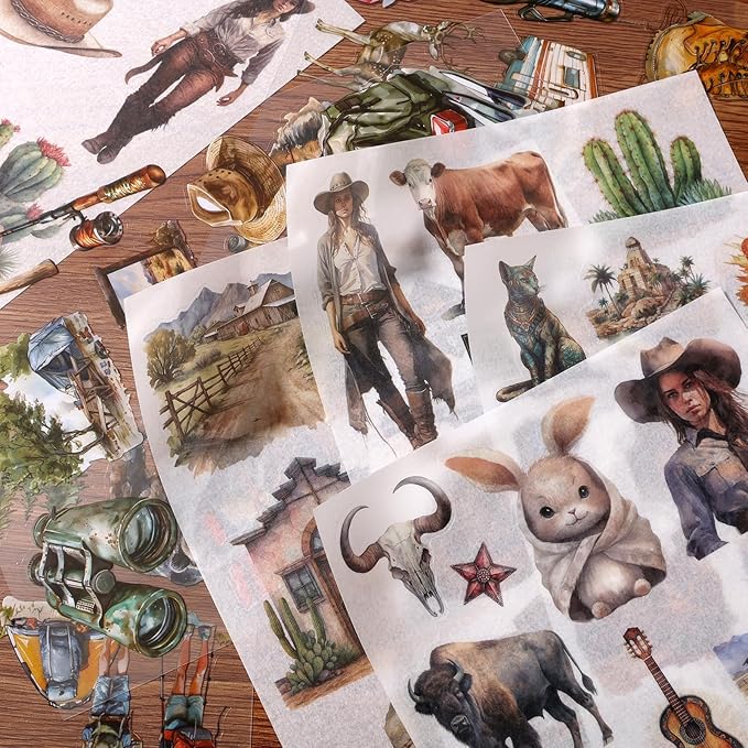 Egypt Travel Scrapbook Stickers 20 Sheets 240 Pre-Cut Washi Stickers PET Transparent Desert Book Sticker for journaling Decorative or DIY Paper Crafts Arts and Crafting Projects