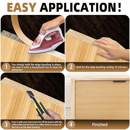 GSCIT Club Wood Veneer, 12 inch x 25ft Maple Edge Banding Preglued Flexible, Veneer Tape Banding for Cabinet Repair Furniture Restoration