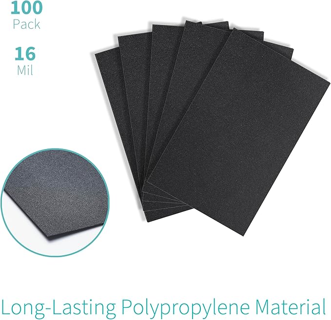 Binditek 100 Pack 16 Mil Sand-Textured Polycover, 11 x 17 Inches Binding Front and Back Covers, Lightly Sanded Finish, Heavyduty Presentation Covers, Tabloid, Black