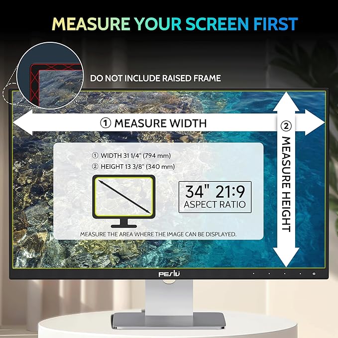 [2 Pack] 34 Inch Privacy Screen for Computer Curved Monitor 21:9 Aspect Ratio, Eye Protection Anti Blue Light Glare Shield, 34inch Removable Black Blackout Anti Spy Desktop Security Private Filter