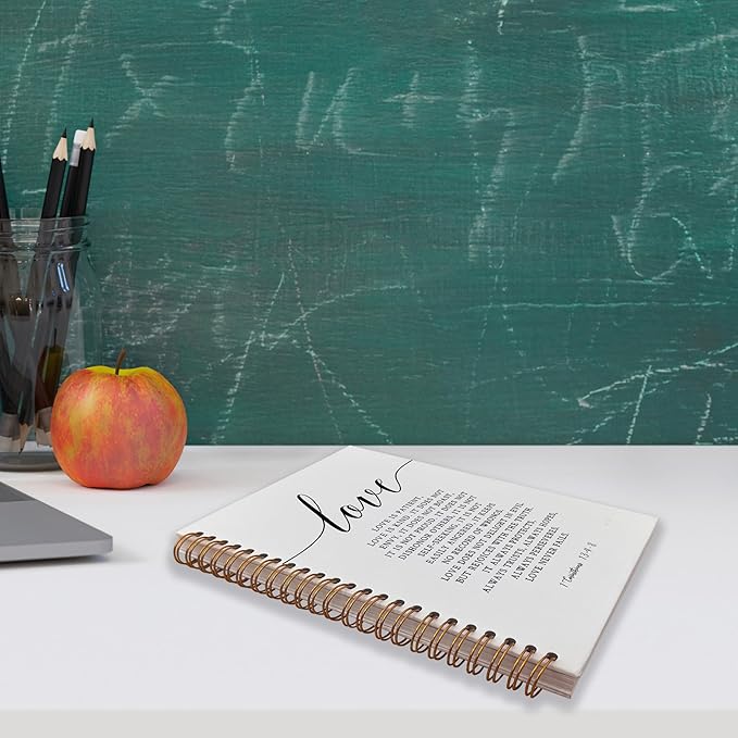 VNWEK Bible Scripture 1 Corinthians 13:4-8 Love Never Fails Spiral Notebook Journal 5.5 x 8.3 inches,Christian Lined Hardcover Spiral Notebook,Inspirational Christian Gifts for Women Men Faith Teens