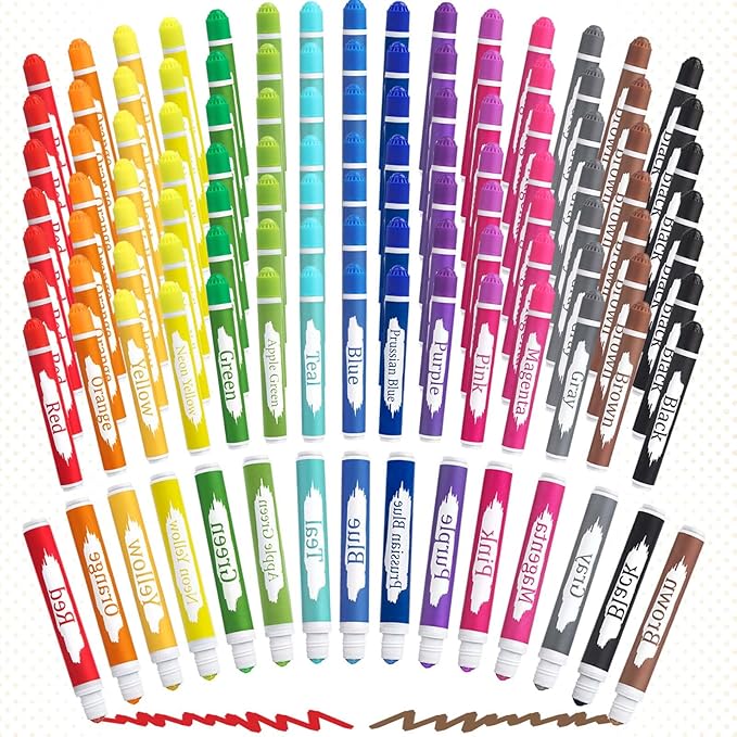 HNSHAG 120pcs Art Bingo Daubers, 15 Colors Washable Dot Markers, Bulk Preschool Art Supplies Paint Craft Kit for Kids, Ideal for Toddler Art and Crafts Painting Supplies Drawing Coloring