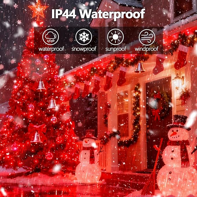 2025 New Voice Control 88ft 240LED Smart Christmas String Lights Outdoor/Indoor | String Lights with Remote, 12Modes, 7Voice Commands & Timers, Christmas Twinkle Light for Xmas Tree Decor (Red)