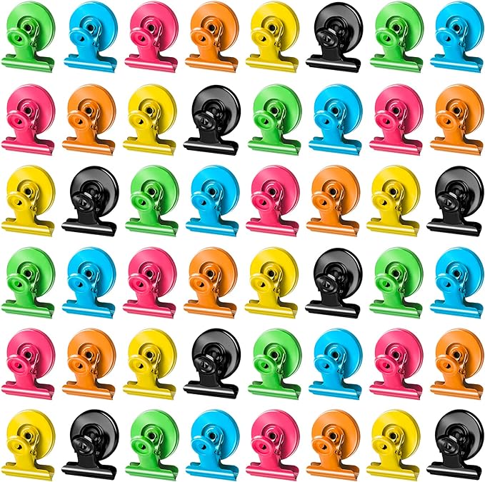 Grtard 48 Pack Magnetic Clips Heavy Duty, Colorful Magnet Clips for Fridge, Refrigerator Magnets with Clip, No-Scratch Strong Magnetic Clip for Refrigerator, Whiteboard, Cruise Cabins, Locker